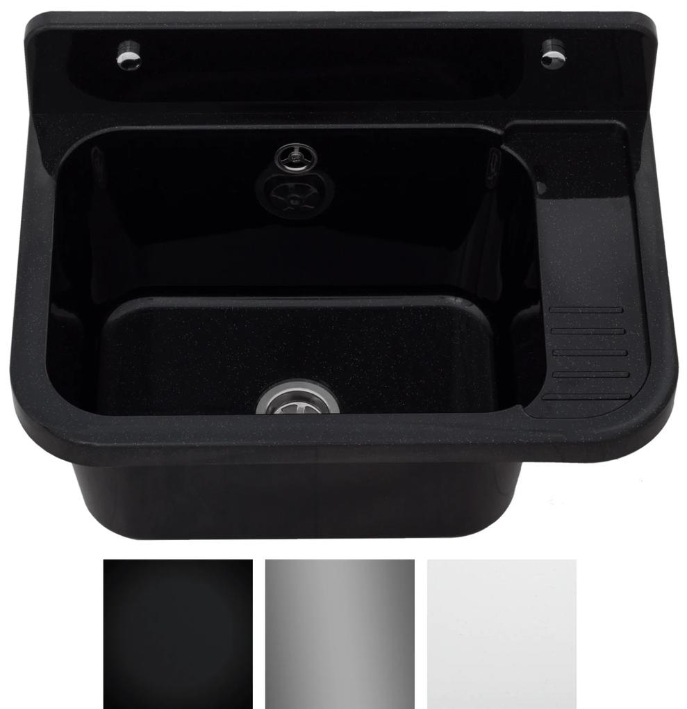 Sink Quality Universe, univerzálna plastová výlevka 50x34x31 cm + sifón, 1-komorová, čierna, SKQ-KGK50-BK