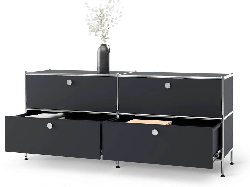 Kovová nízka skrinka »CN3« so 4 zásuvkami, čierna