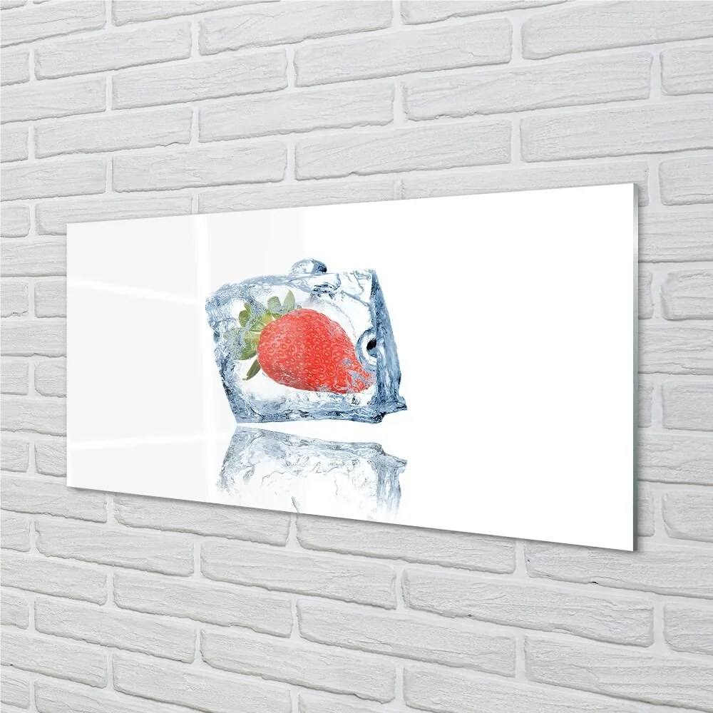 Obraz na skle jahodová kocka 120x60 cm