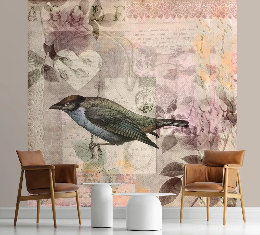 Gario Fototapeta Vták s jemnými akcentmi ružovej v pozadí - Andrea Haase Materiál: Vliesová, Rozmery: 250 x 250 cm