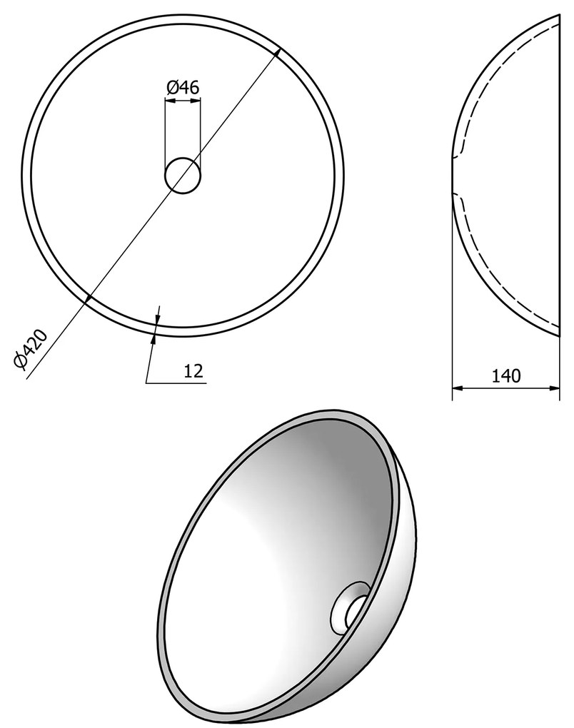 Sapho Sapho, RIPPLE sklenené umývadlo priemer 42 cm, 2501-18