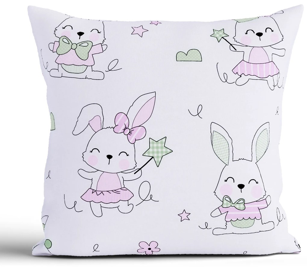 Bavlnená obliečka na vankúš Renfor 40 × 40 cm - Zajačikovia ružové