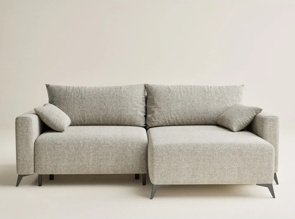 Béžová ženilková rozkladacia/s úložným priestorom rohová pohovka (pravý roh/s leňoškou) Leon – Maison de Rêve