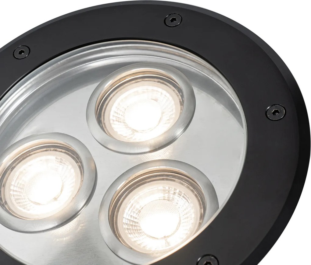 Sada 3 moderných zemných bodových svetiel čierna 3-svetlá IP65 - Tribus