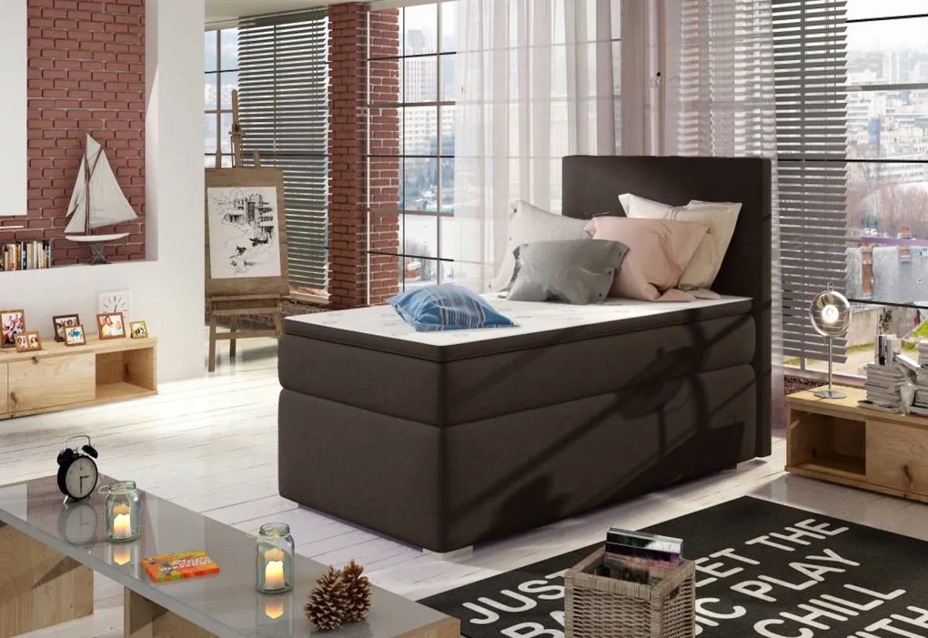 Čalúnená posteľ boxspring ROCCO, 90x200, sawana 14, levá