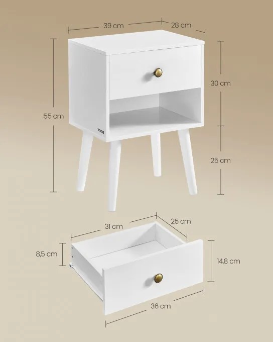 Set dvoch nočných stolíkov LET855W01 (2ks)