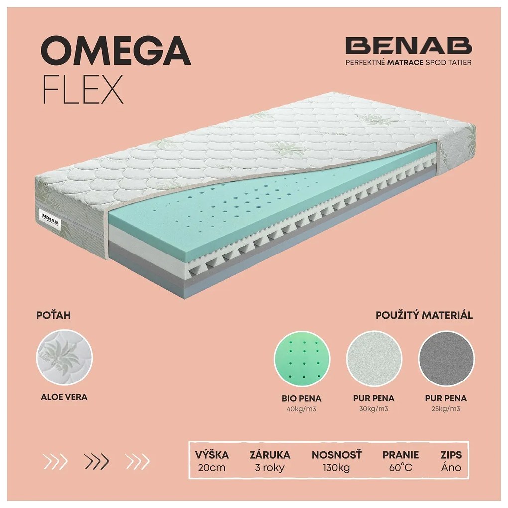 Penový matrac Benab Omega Flex 195x90 cm (T2/T3). Vlastná spoľahlivá doprava až k Vám domov. 763466