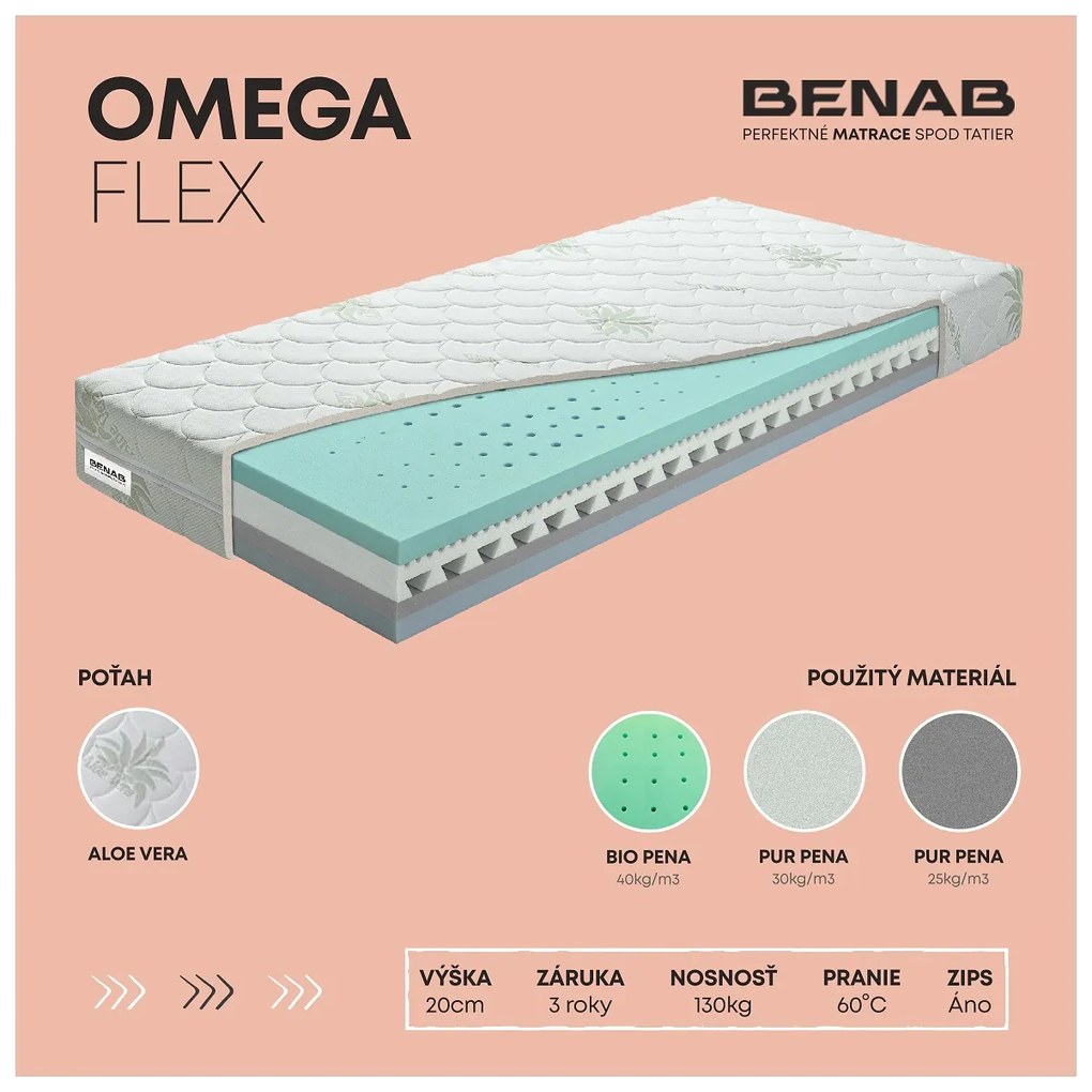 Penový matrac Benab Omega Flex 200x90 cm (T2/T3) *vankúš zadarmo. Vlastná spoľahlivá doprava až k Vám domov. 763328