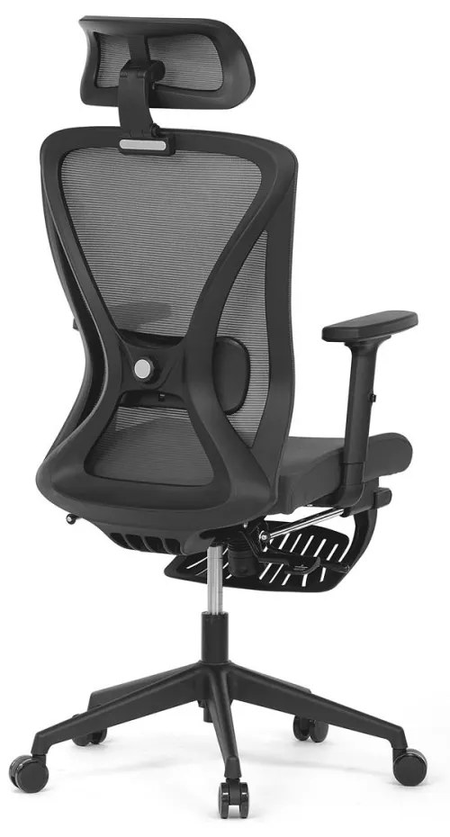 Ergonomická kancelárska stolička ZANE s podnožkou — sieťovina/látka, sivá