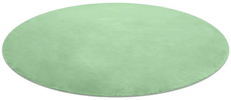 Okrúhly koberec BUNNY, zelený, imitácia králičej kožušiny
