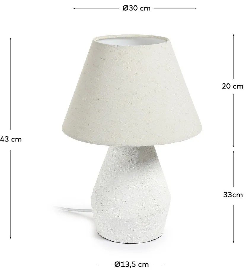 Biela stolová lampa s textilným tienidlom (výška 43 cm) Noara - Kave Home