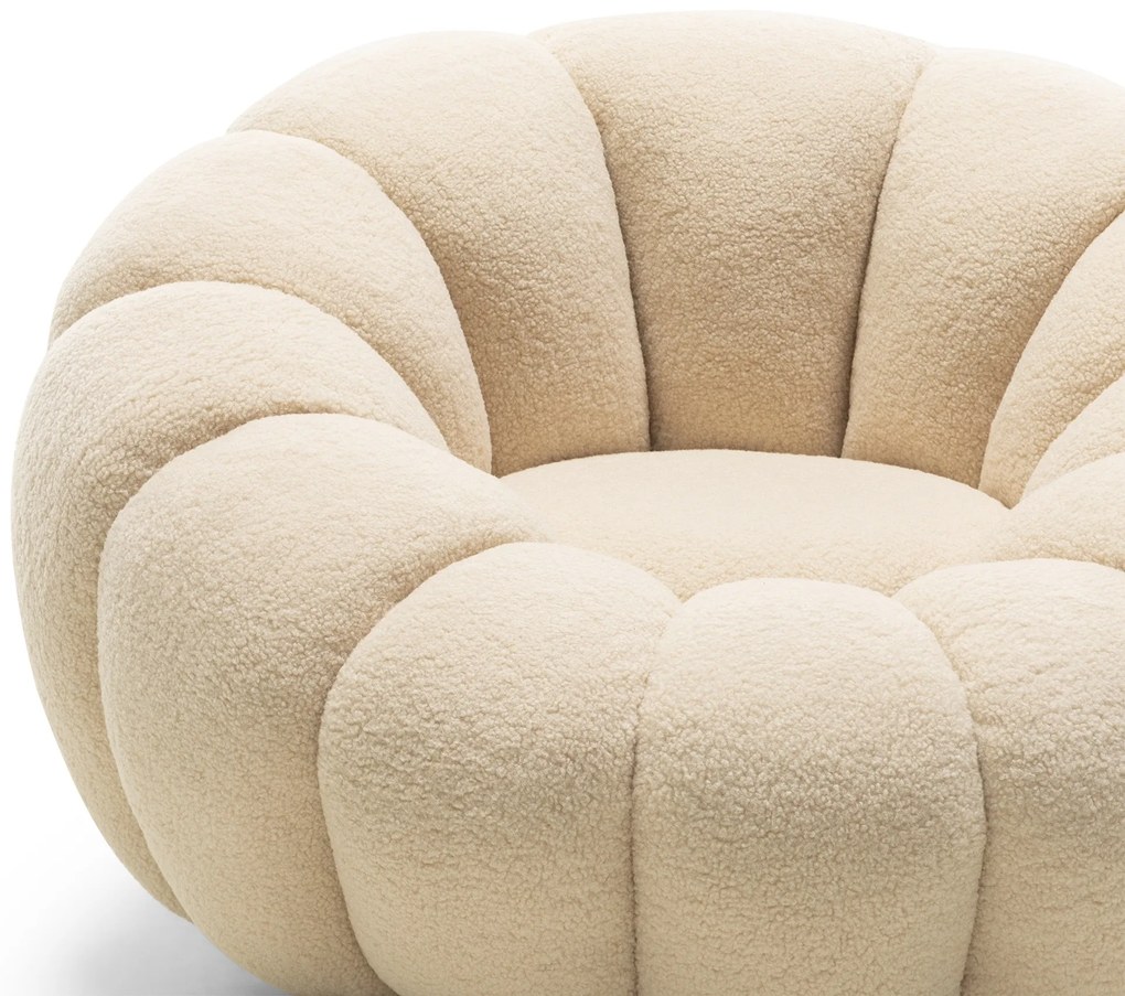 Designové relaxační křeslo VENEZIA 100 cm bouclé béžové