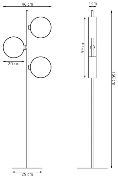 Stojacia lampa DRUMZ 3xE14/10W/230V čierna/hnedá/šedá