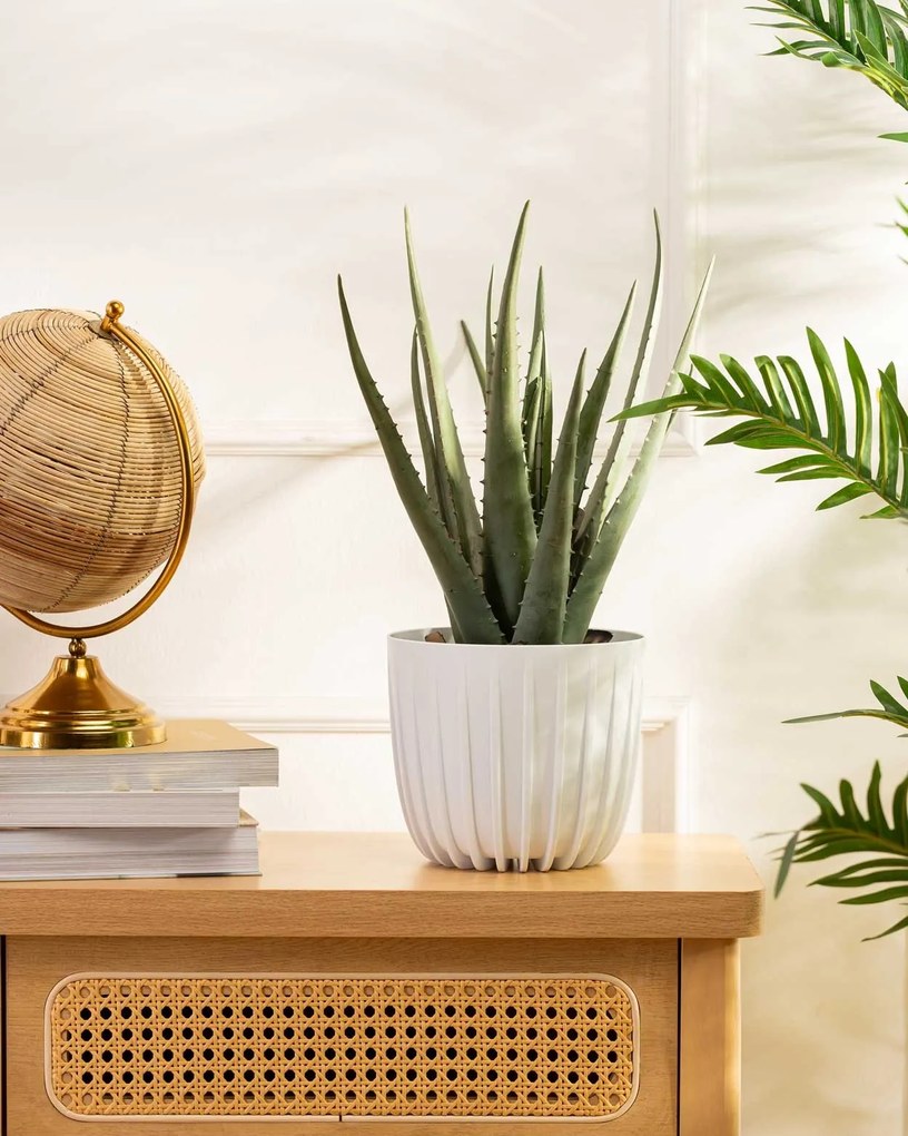 Květináč STRIPPED 17,8x15,6 cm bílý