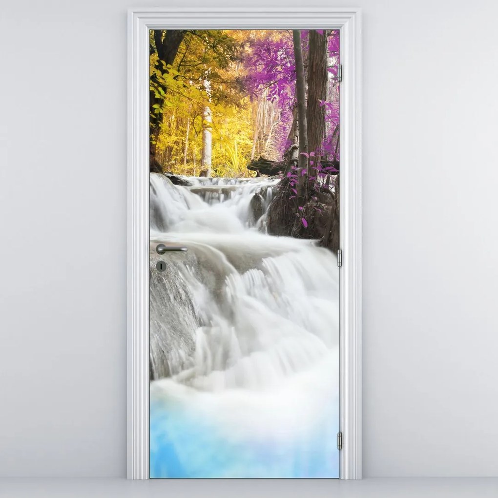 Fototapeta na dvere - Erawan, vodopád v lese (95x205cm)