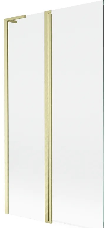 Mexen Mist L, 2-krídlová vaňová zástena 100 x 150 cm, číre sklo, zlatý matný profil, 8A9L-100-011-55-00