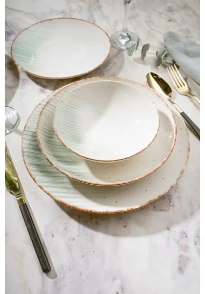 Jedálenská sada 24 ks biela/zelená/porcelán