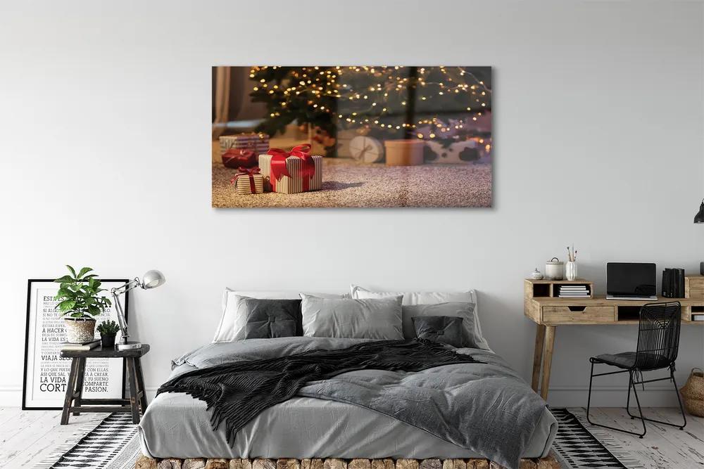 Obraz na akrylátovom skle Dary vianočný strom 140x70 cm