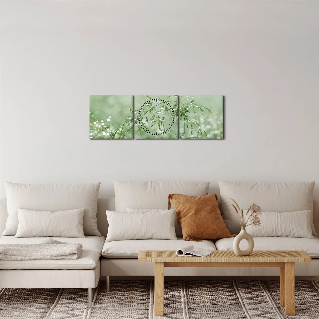 Obraz - Rosa v tráve (s hodinami) (90x30 cm)