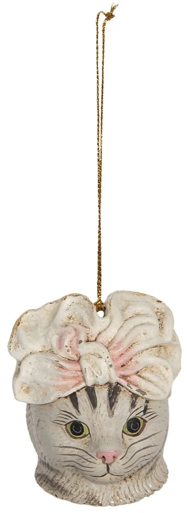 Závesná dekorácia mačky s mašľou - 6 * 6 * 7 cm