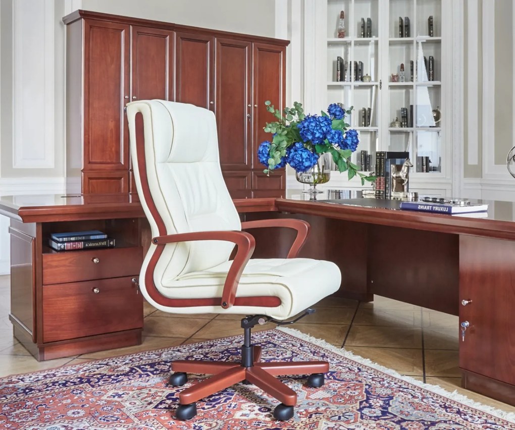 Kožené kreslo Ambassador krémové