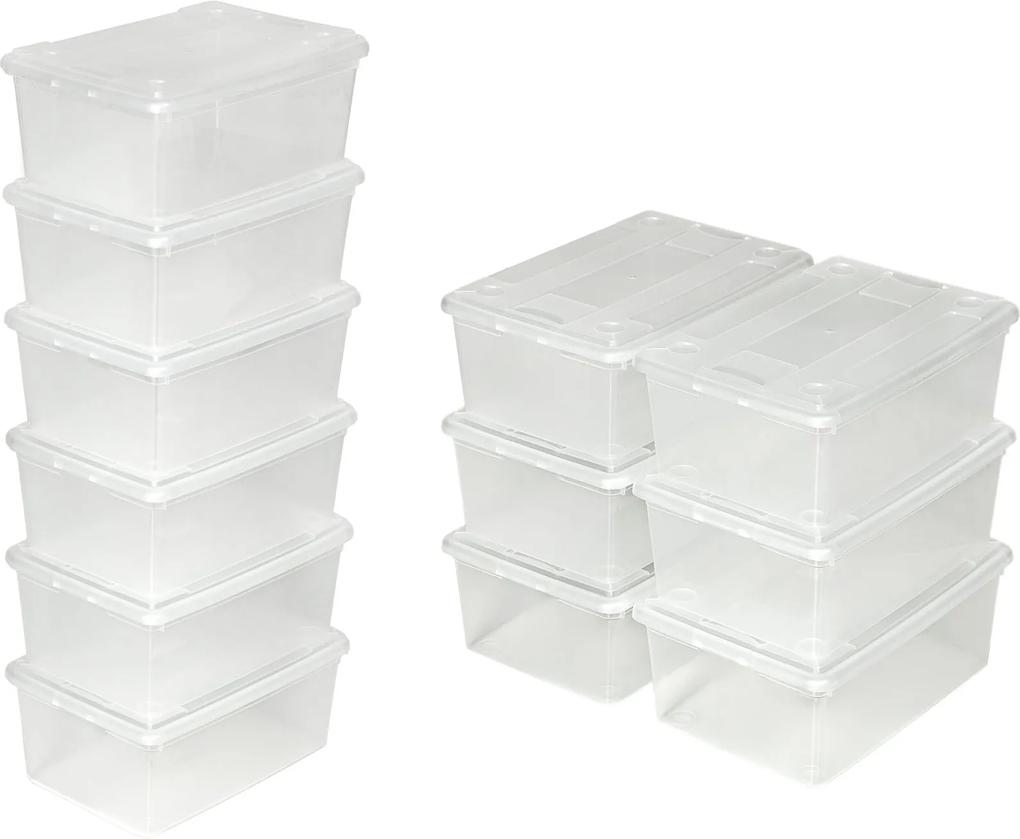 tectake 401685 úložné boxy plastové škatule súprava 6 dielna - průhledná