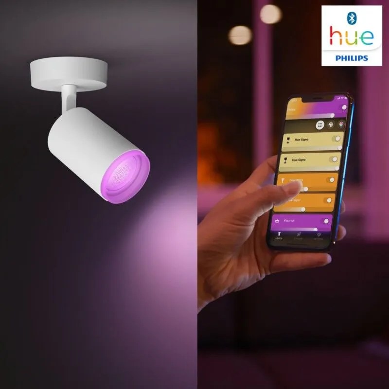 PHILIPS HUE Nástenné bodové LED inteligentné osvetlenie HUE FUGATO s funkciou RGB, 1xGU10, 5,7 W, teplá biela-st