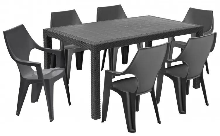 Hector Súprava stôl + šesť stoličiek Melody Dante vysoká sivá
