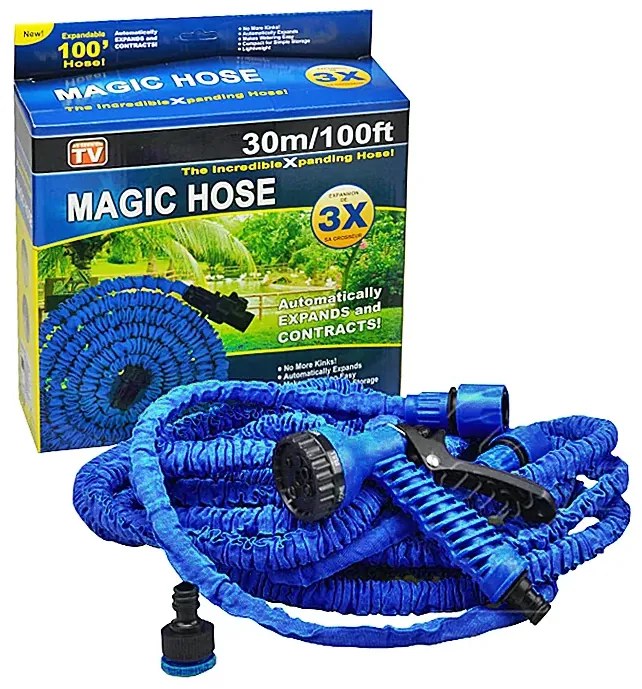 Flexibilná hadica s rozprašovačom Magic Hose - 30 m - modrá