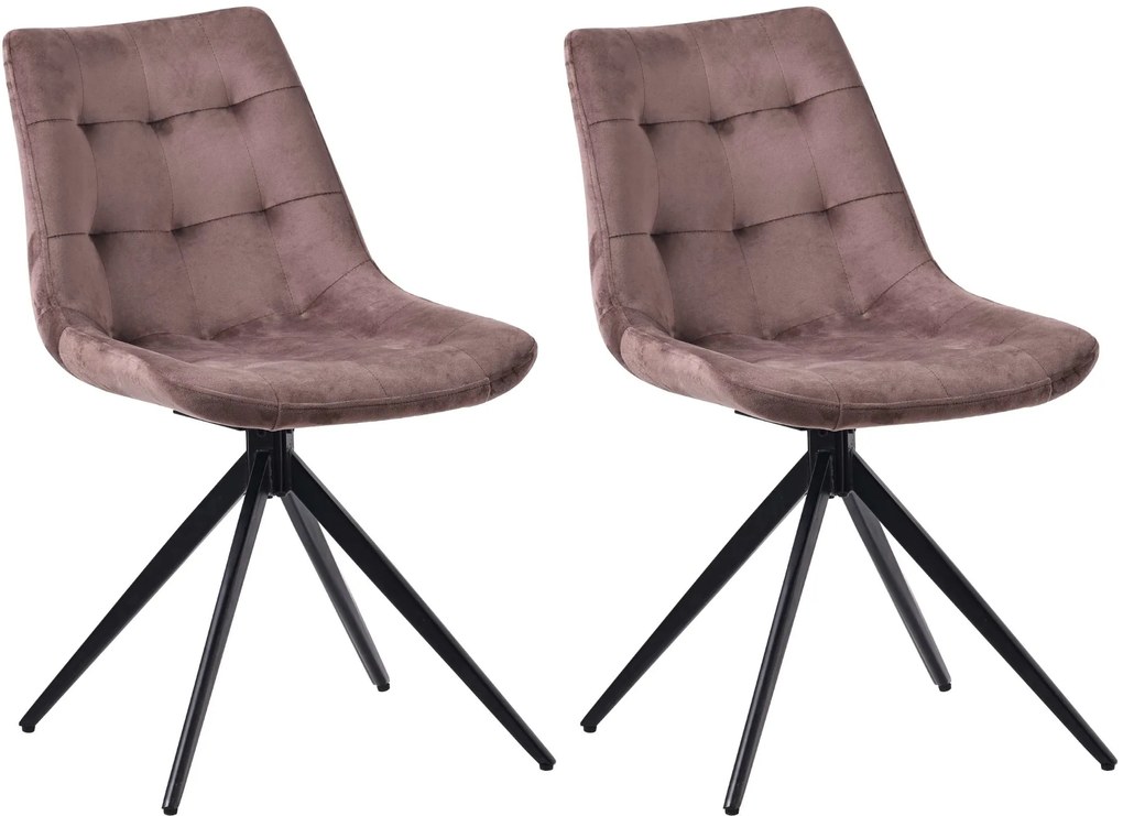 Set 2 jedálenských stoličiek Merna - zamat - hnedá