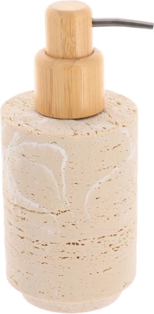 Dávkovač mydla Arva, krémová/s drevenými prvkami, 400 ml