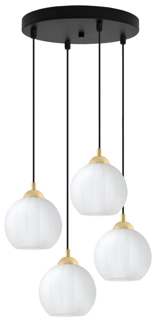 Závesné svietidlo Costa, 4x biele sklenené tienidlo, b/g, o