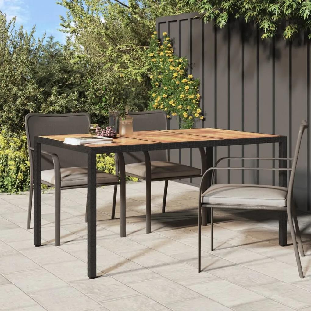 Záhradný stôl 150x90x75 cm polyratan a akáciové drevo čierny 316720