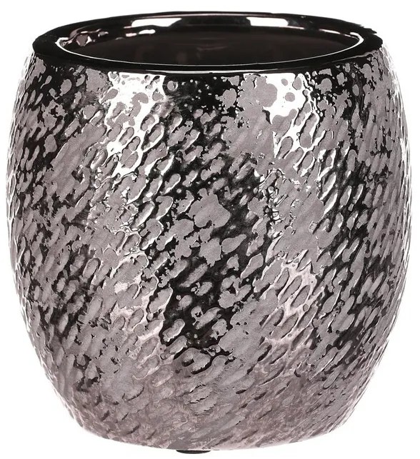 Keramický obal na kvetináč Silver pr. 14cm, strieborná