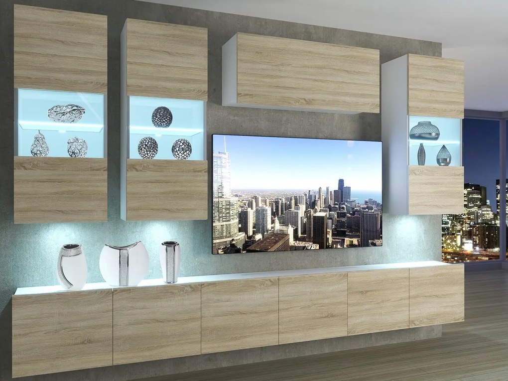 Obývacia stena 300 cm Belini dub sonoma Imperium5 IMP 5/5/W/DS/0/0