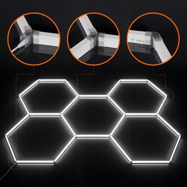 LED stmievateľné stropné svietidlo HEXAGON LED/192W/85-265V 5000K CRI 90 IP54 biela