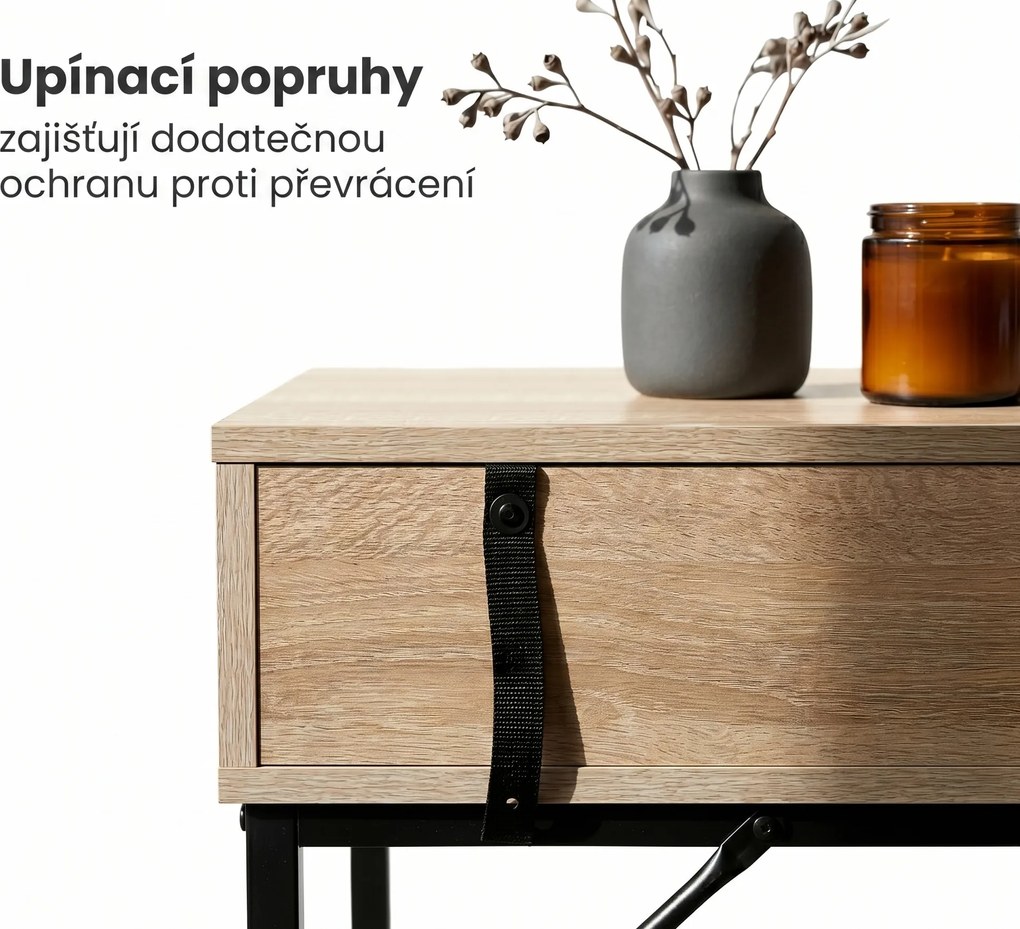 Konzolový stolek Elano 80 cm černý/Dub Sonoma