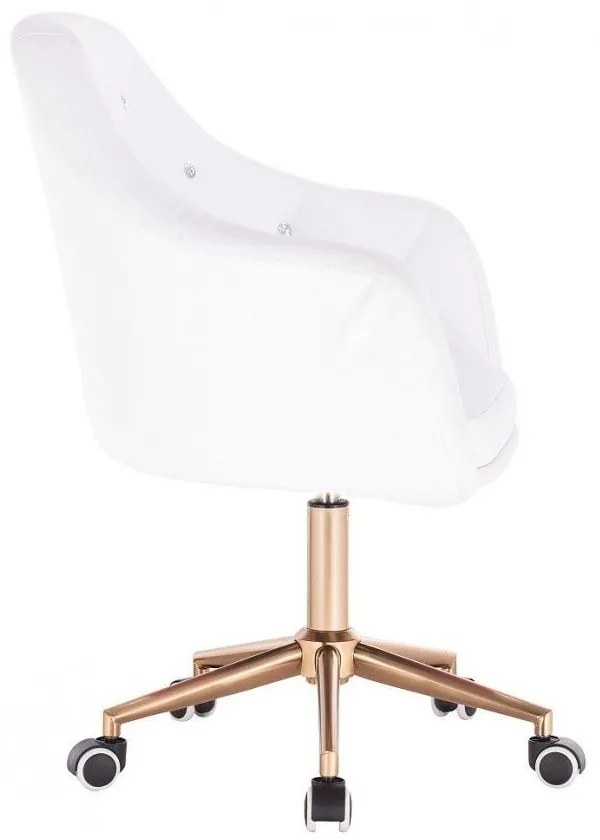 LuxuryForm DESIGN Kreslo ROMA na zlaté podstave s kolieskami - biele