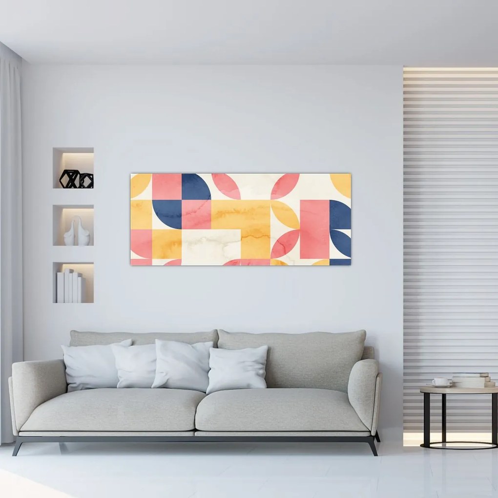 Obraz - Abstrakcia s retro vzormi (120x50 cm)