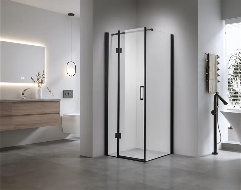 BPS-koupelny Štvorcový sprchovací kút ZES KZ1390B BL 90x90 čierna/transparent - bez vaničky