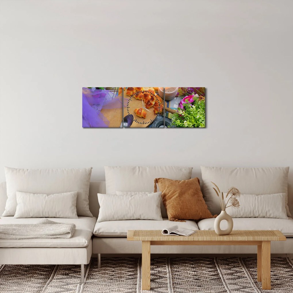 Obraz - letný piknik (s hodinami) (90x30 cm)