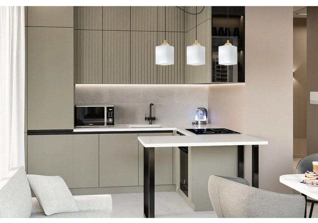 Závesné svietidlo Riffle Square Spider, 3x biele sklenené tienidlo, b/g