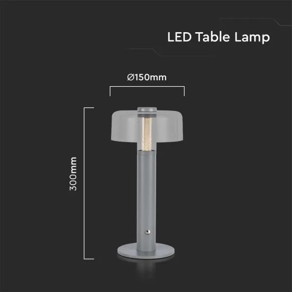 LED Stmievateľná dobíjacia stolná lampa LED/1W/5V 3000K 1800 mAh šedá