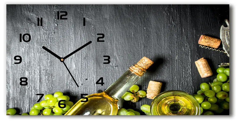 Vodorovné Sklenené hodiny na stenu Biele víno a ovocie pl_zsp_60x30_f_120971469