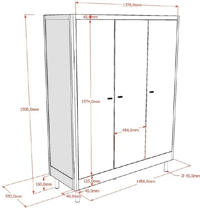 Biela detská šatníková skriňa z bukového dreva 146x190x55 cm Forrest – Vipack