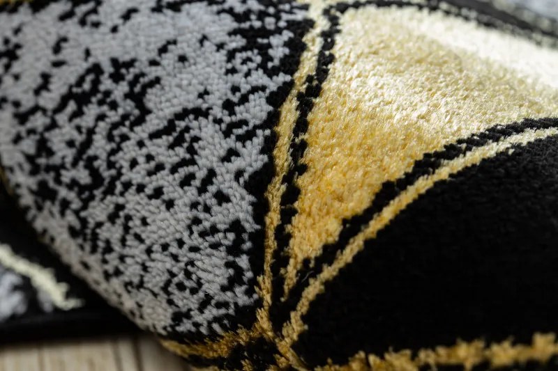 Dywany Łuszczów, Behúň Gloss 400B 86 3D geometric black/gold, 70x300, čierna, obývacia izba
