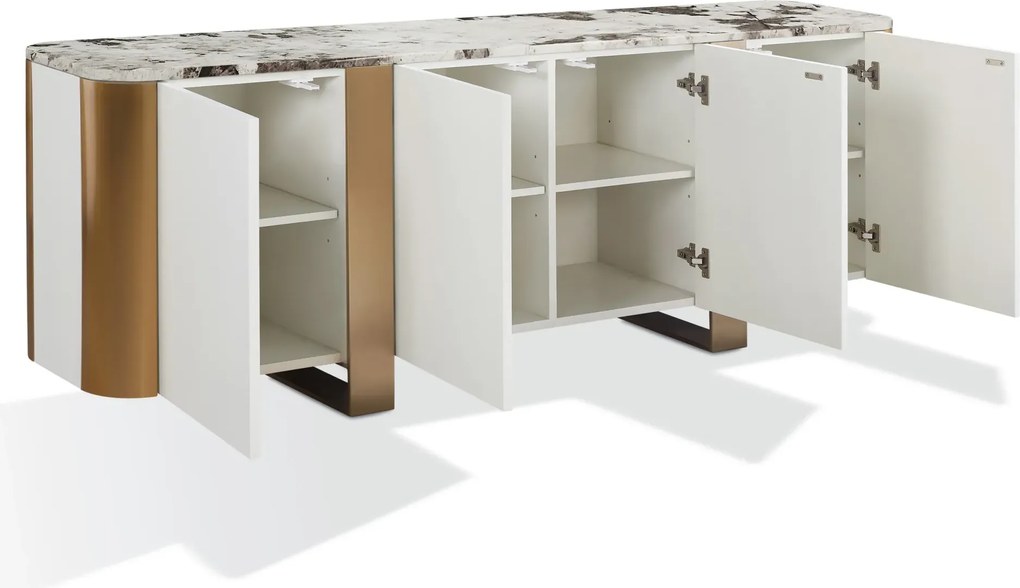 Komoda Stilig ST921 200 cm biela/zlatá/mramor