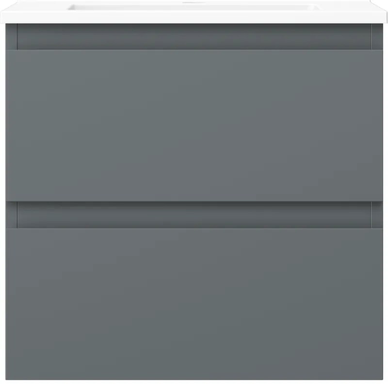 Mexen Orio, kúpeľňová skrinka 50 cm s umývadlom Otis, 2 zásuvky, grafitová matná/biela matná, 91A10-05047-2-BFF66-W18M01