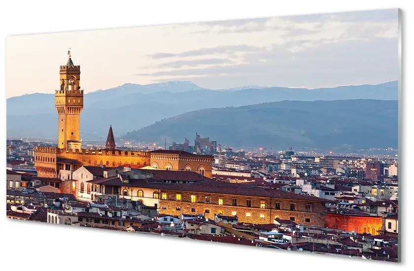 Nástenný panel  Italy Castle sunset panorama 125x50 cm