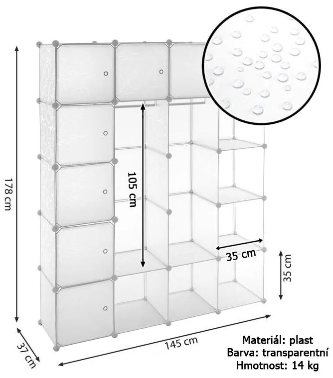 Divero 70655 Transparentný regál - zásuvný systém